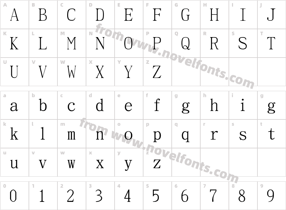 常用数字体 1Character Map