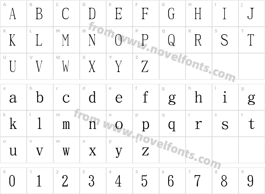 常用数字体 2Character Map