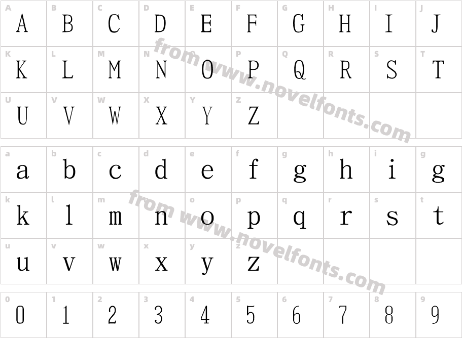 常用数字体 4Character Map