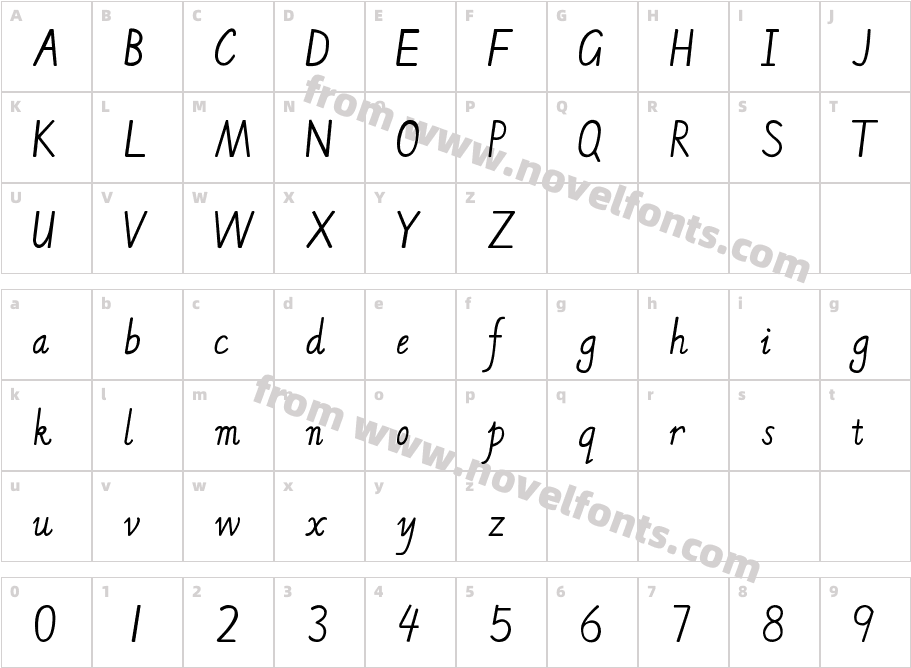 英文印刷标准手写体(兼容版)(意大利斜体)Character Map