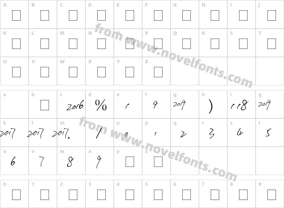 费成光数字体Character Map