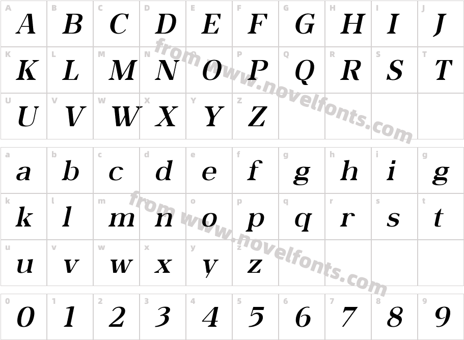  OC Bartok Bold ObliqueCharacter Map