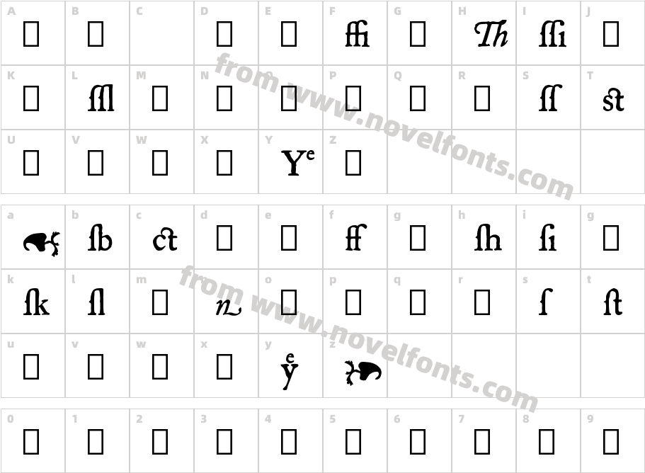  P22 Mayflower Xtras RegularCharacter Map