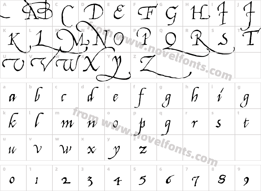 1540 Mercator Script NormalCharacter Map