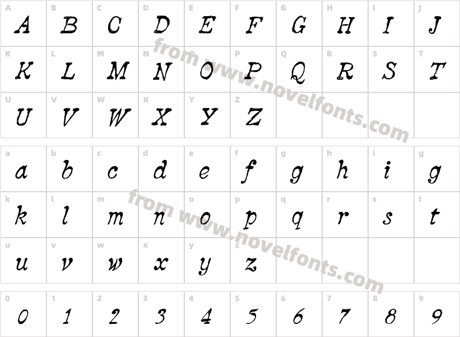 2010 Pipo Pro ItalicCharacter Map