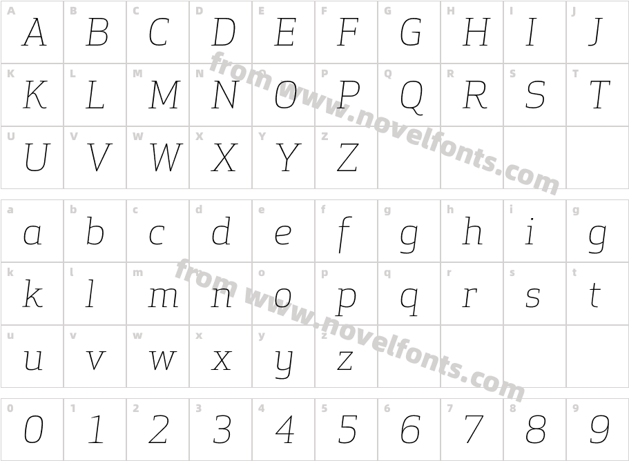 ApexSerif-LightItalicCharacter Map