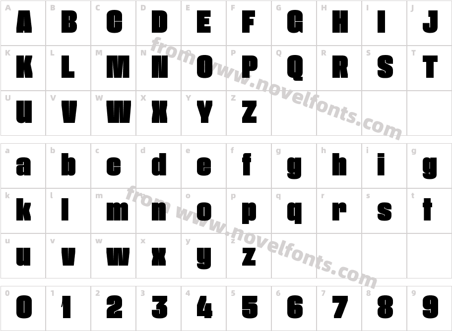 A2 Gothic Condensed HeavyCharacter Map