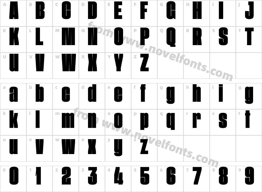 A2 GothicX Condensed HeavyCharacter Map