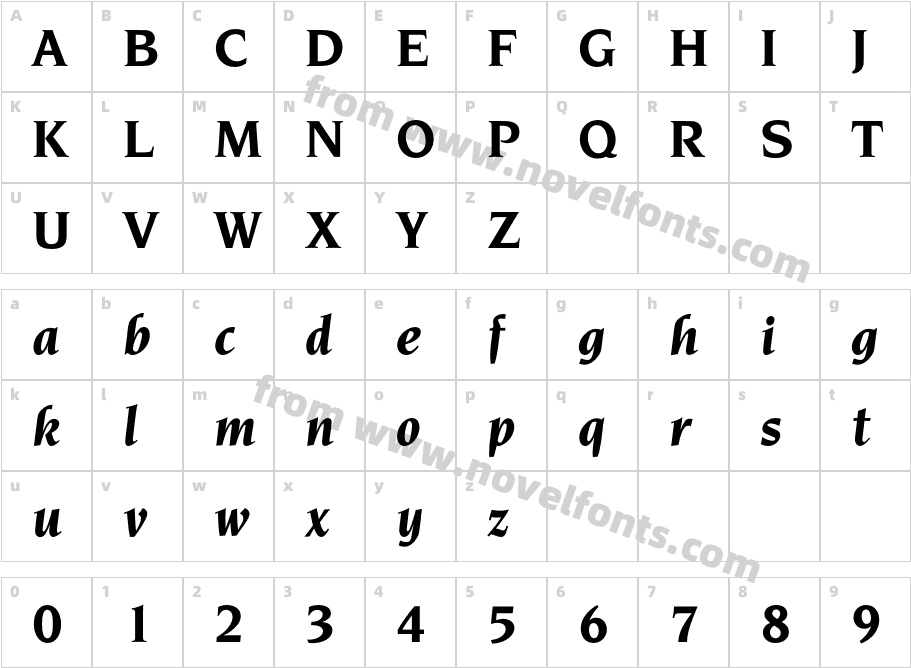 NovareseEF-BoldItalicCharacter Map