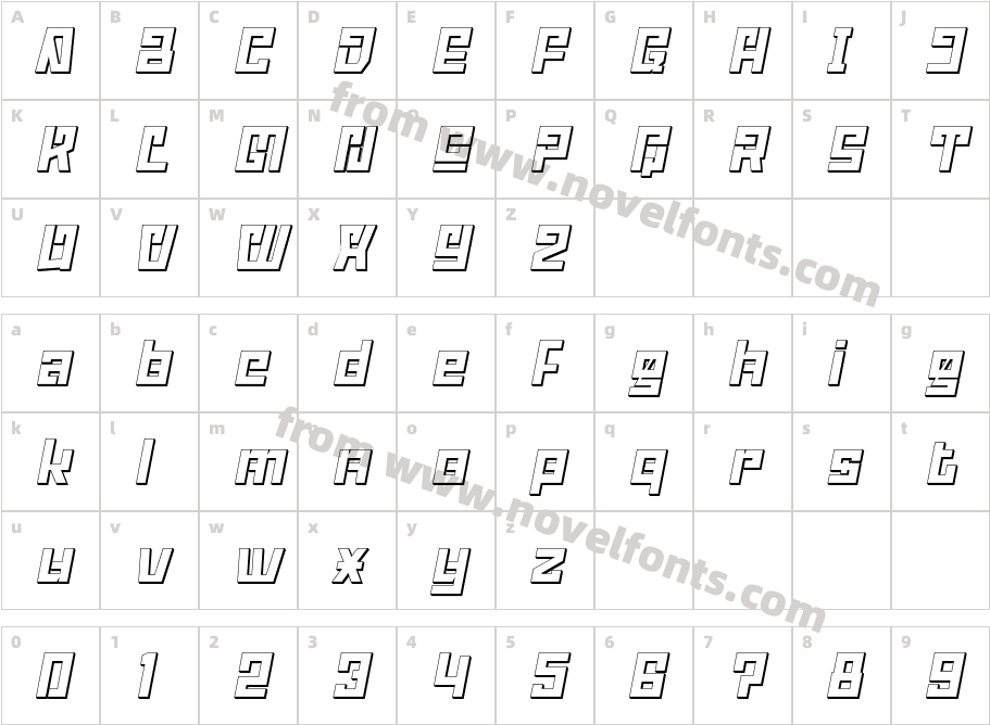 ABODIN Shadow SlantCharacter Map