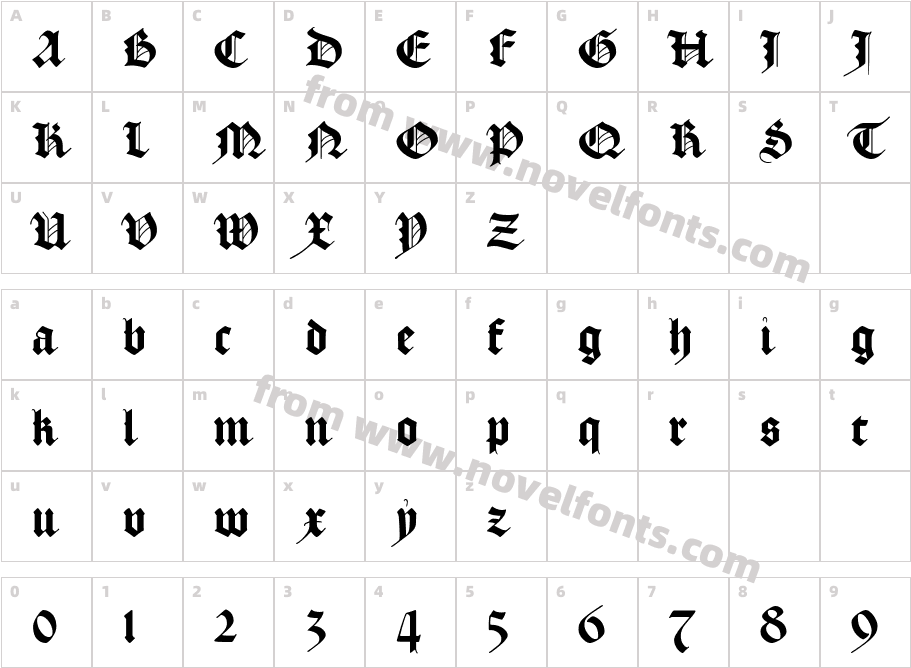 AJ Quadrata BoldCharacter Map