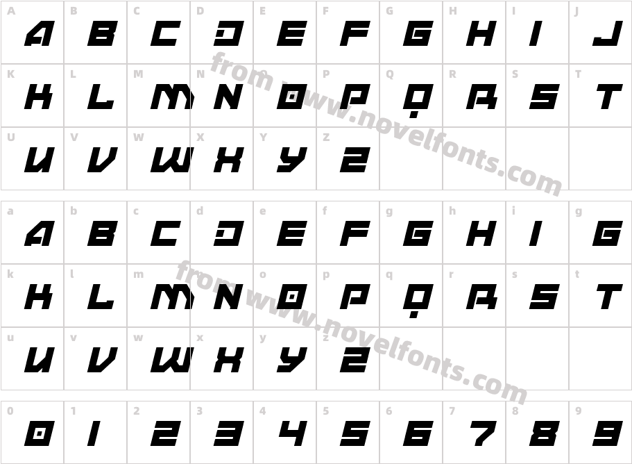 ANDMOREY SlantCharacter Map