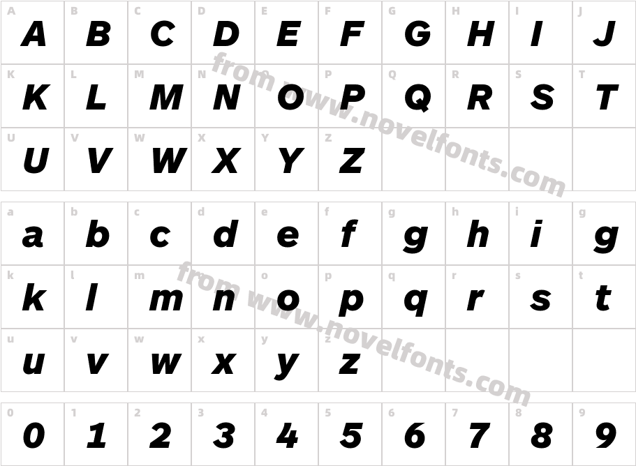 ARS Maquette Pro Black ItalicCharacter Map
