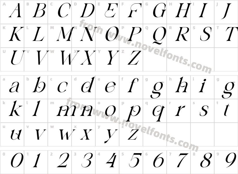 ASPECT RANGE ITALICCharacter Map