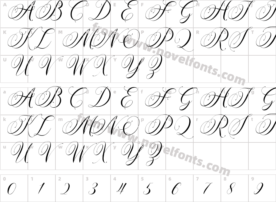 AURA LUXESS CalligraphyCharacter Map
