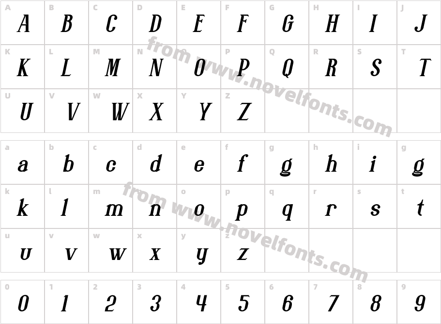 AVEMON ItalicCharacter Map
