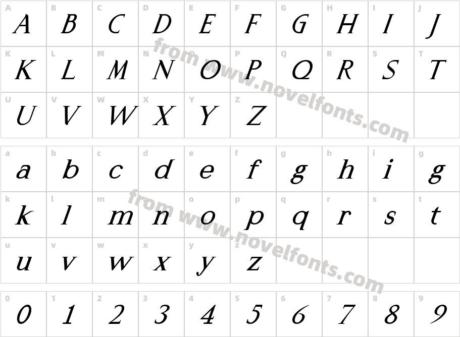 AVON ItalicCharacter Map