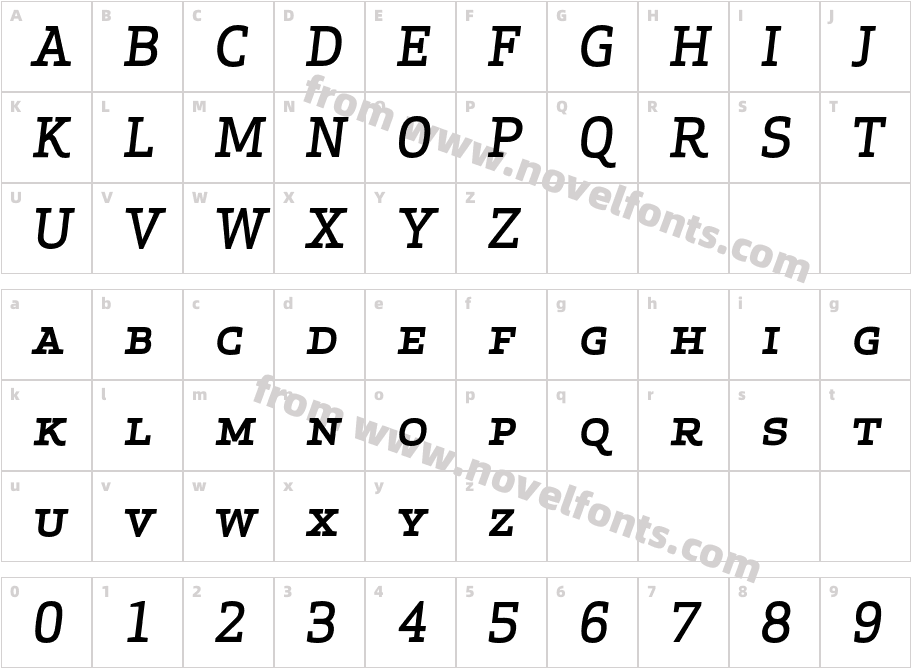 ApexSerif-MediumItalicCapsCharacter Map