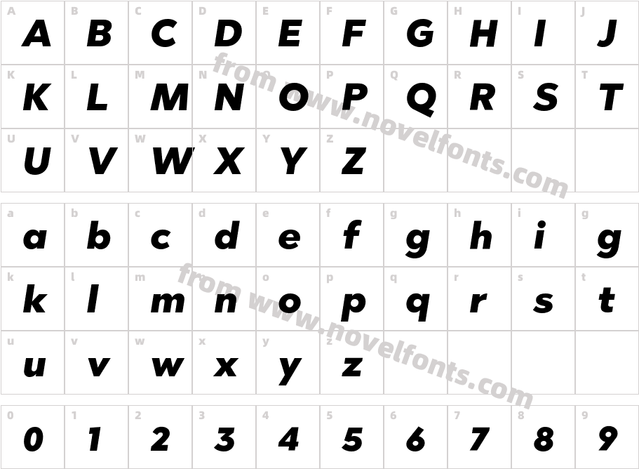Abrade Black ItalicCharacter Map