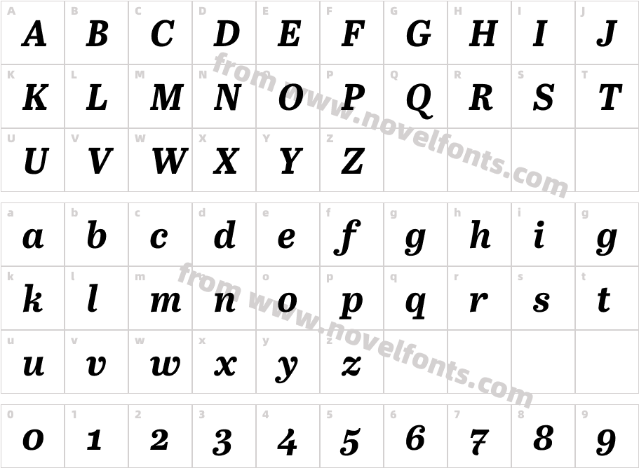 Abril Text Bold ItalicCharacter Map