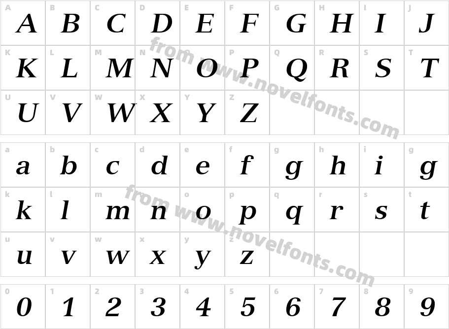 Nuance S Si Bold ItalicCharacter Map