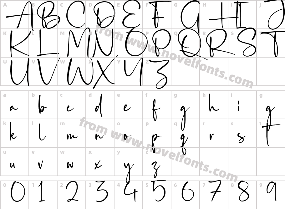 Acardia W05 RegularCharacter Map