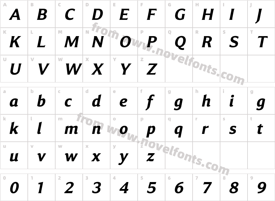 Accia Flare Bold ItalicCharacter Map
