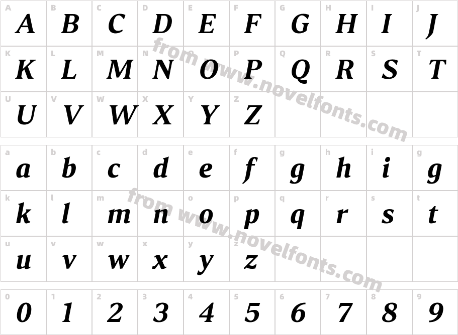 Accia Moderato Bold ItalicCharacter Map