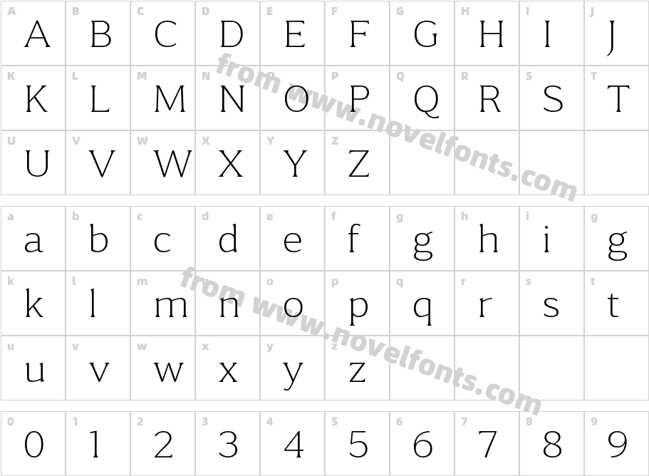 Accia Piano Extra LightCharacter Map