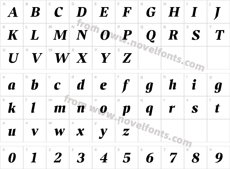 Accia Variable ItalicCharacter Map