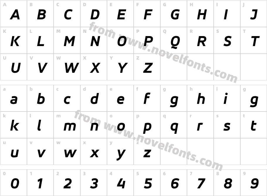 Accord Alternate Extra Bold ItalicCharacter Map