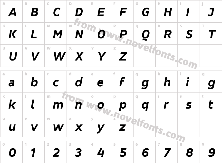 Accord Extra Bold ItalicCharacter Map
