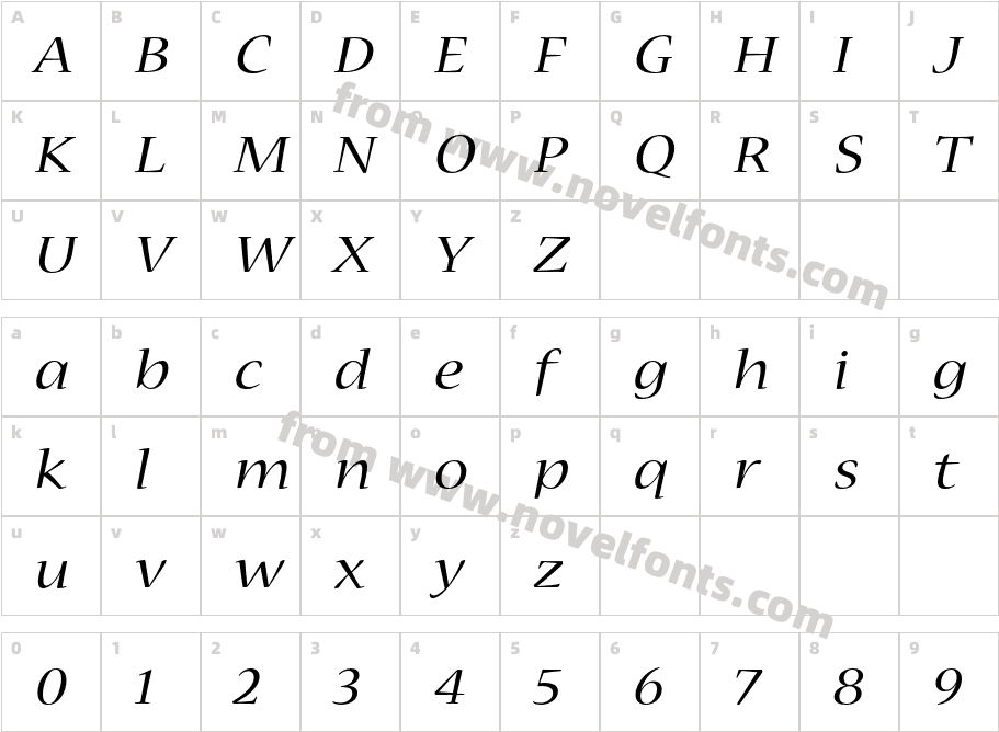 NuevaStd-ExtendedItalicCharacter Map