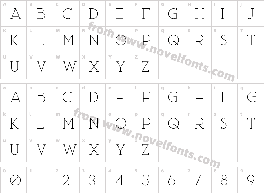 Ace Serif Extra LightCharacter Map