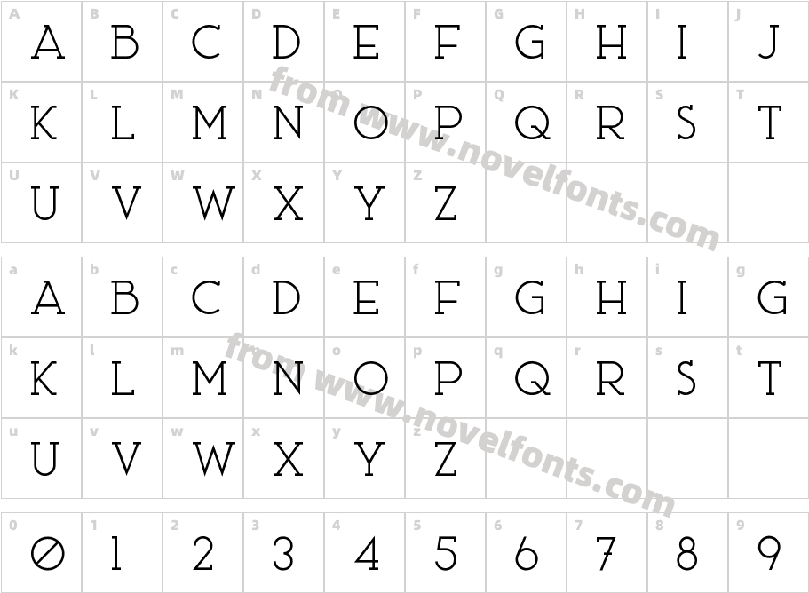Ace Serif LightCharacter Map