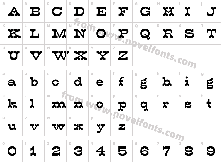 Acklebury TuscanCharacter Map