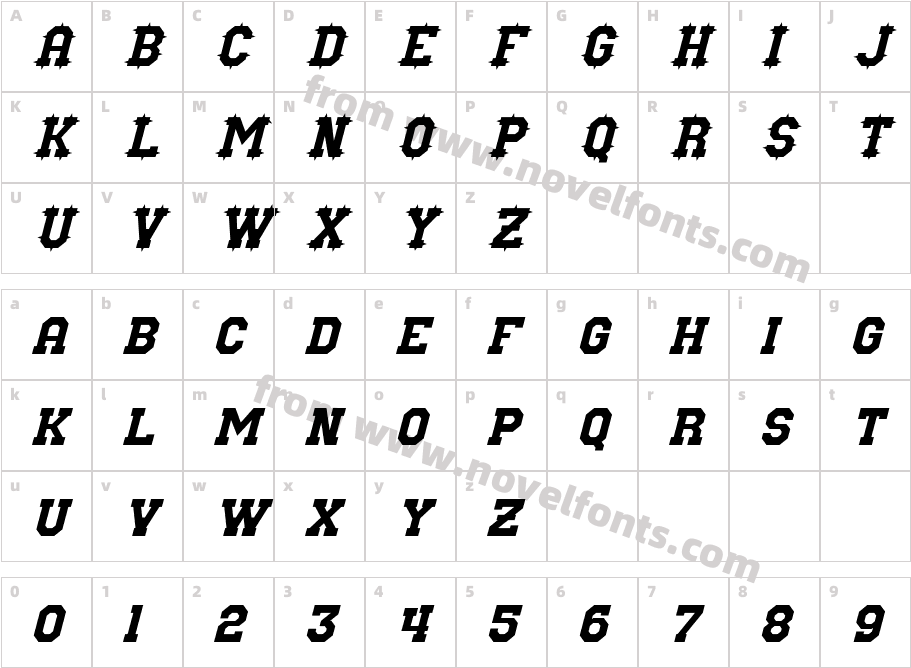 Nuffle ItalicCharacter Map