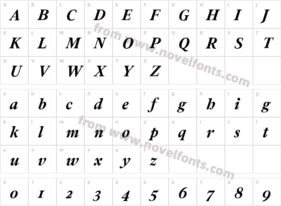 Addington CF Bold ItalicCharacter Map