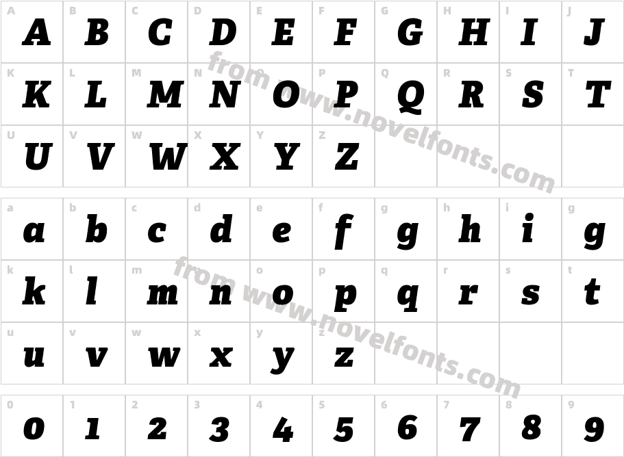 Adelle Cyrillic Heavy ItalicCharacter Map