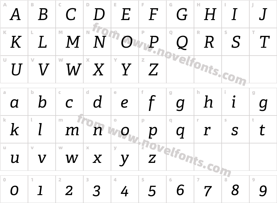 Adelle Cyrillic ItalicCharacter Map