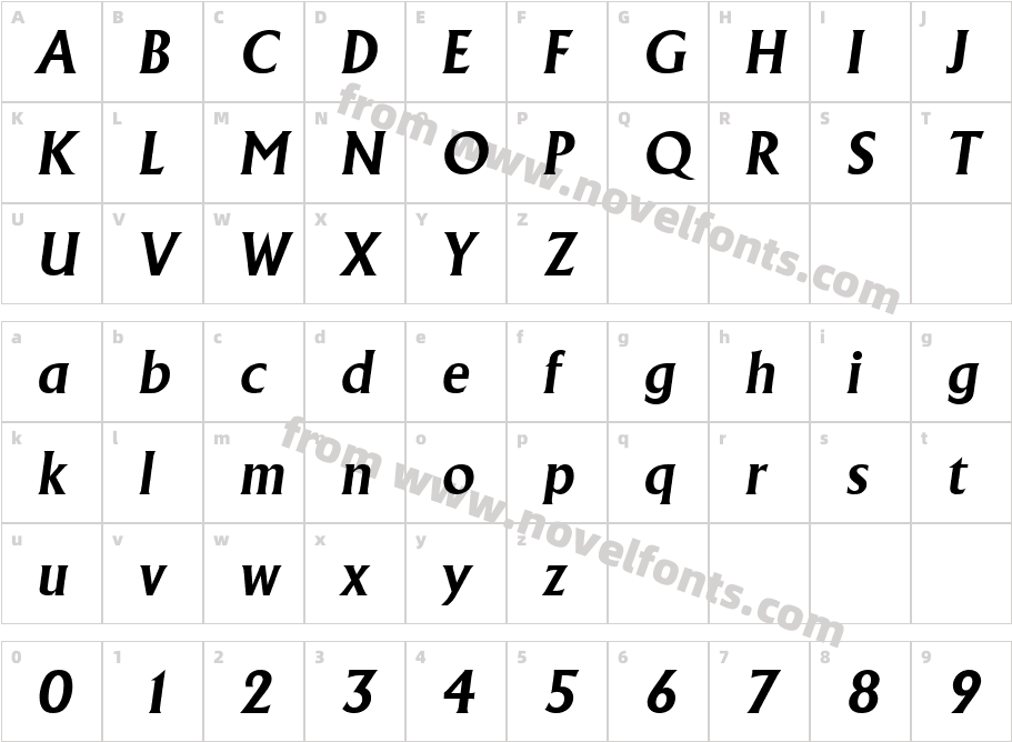 Adelon Serial Bold ItalicCharacter Map