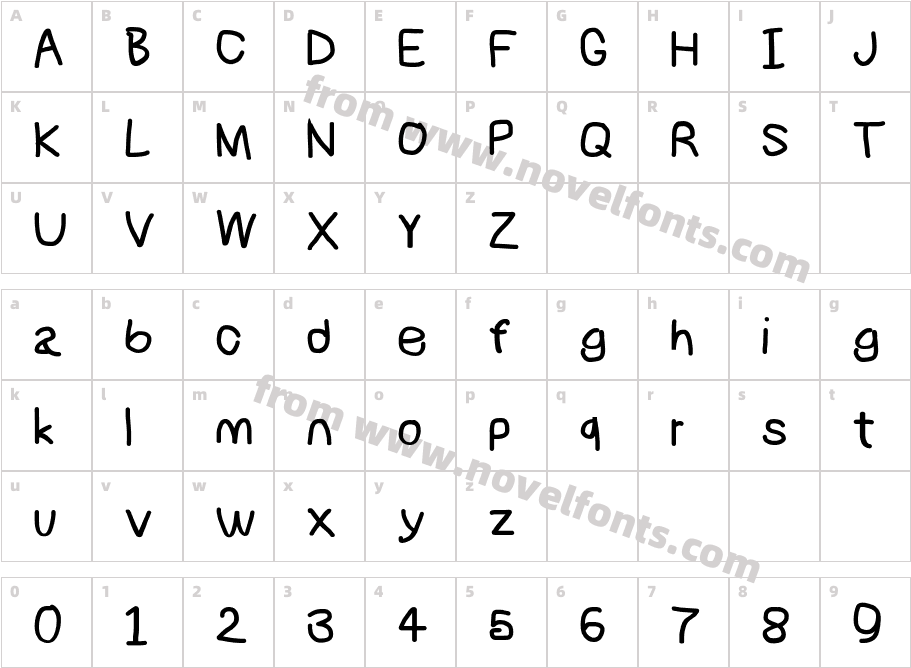 NumbBunny BoldCharacter Map