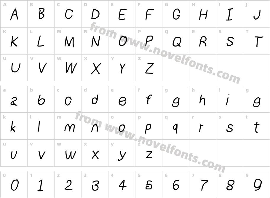 NumbBunny SemiBold ItalicCharacter Map