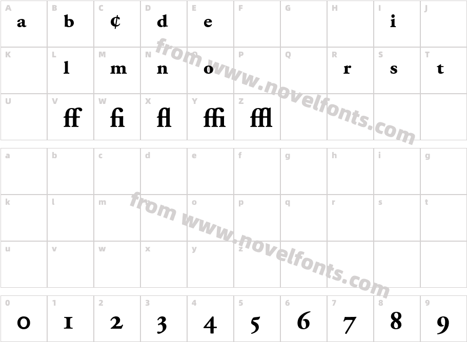 Adobe Garamond Bold ExpertCharacter Map