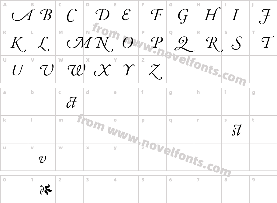 Adobe Garamond Italic AlternateCharacter Map