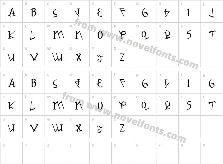 Numbafont-RegularCharacter Map