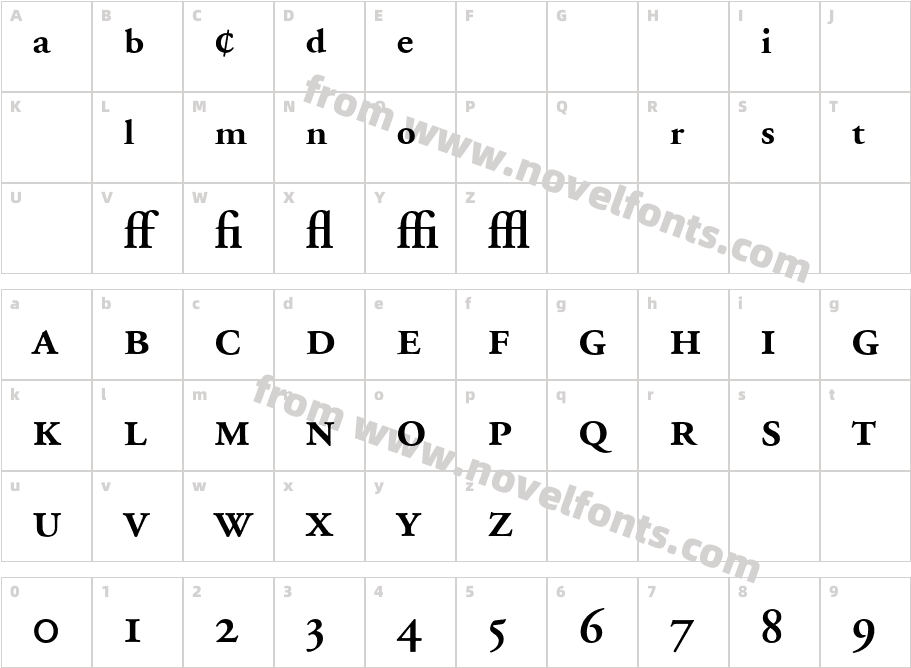 Adobe Garamond Semibold ExpertCharacter Map