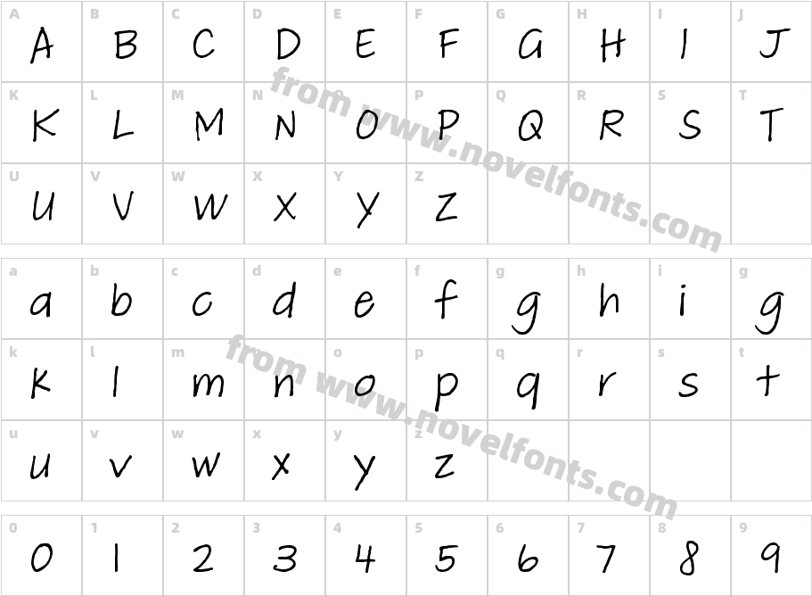 Adobe Handwriting TiffanyCharacter Map