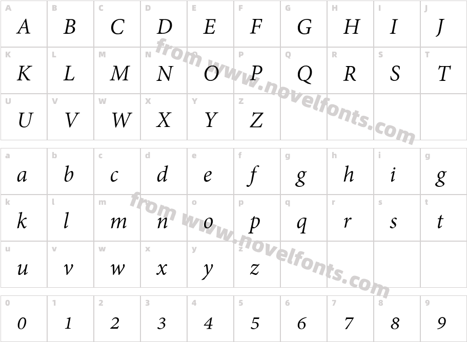 Adobe Thai ItalicCharacter Map
