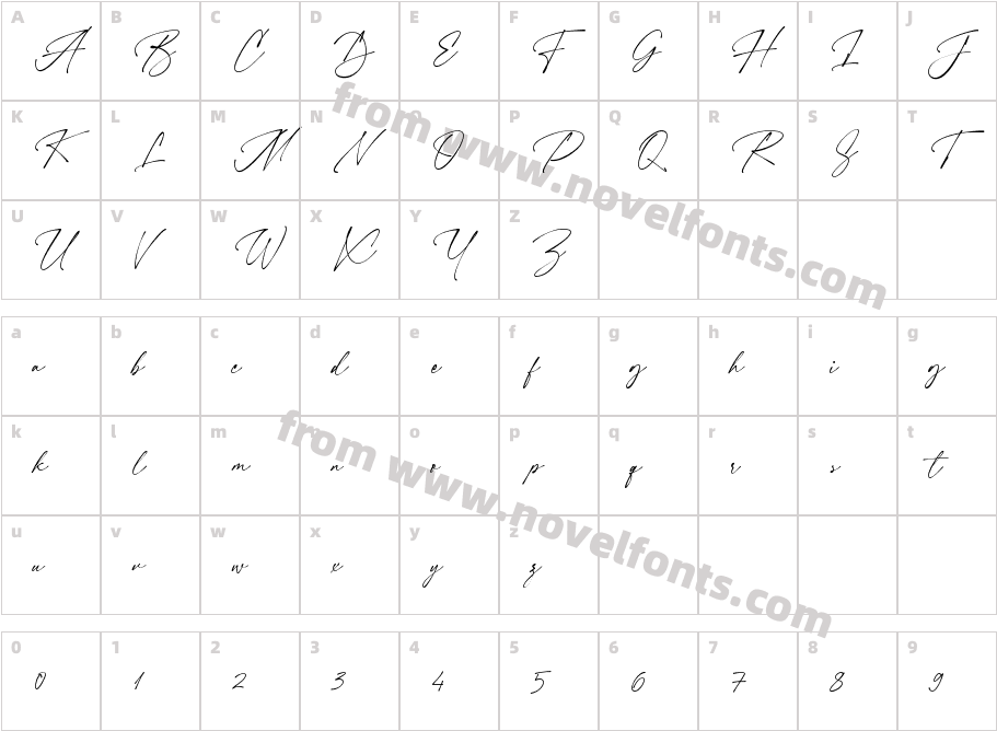 Adorable Margherita ScriptCharacter Map
